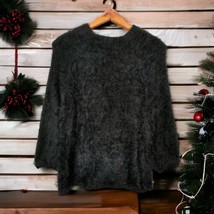 Nic Zoe Black Metallic Sweater S NEW Eyelash Pullover Soft Cozy Goth Wit... - £27.24 GBP
