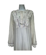 Vintage Poland Long Lace embroidered Lingerie Long Sleeve nightgown Dres... - $59.39