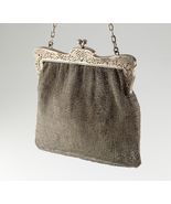 Vintage Sterling Silver Mesh Purse w/ Chain Handle and Cutout Design Frame - $11,586.24 MXN