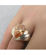 SETA Sterling Silver Ring Faceted Pear Stone Champagne Chunky 9.29 Grams... - $693.16 MXN