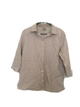 Allison Daley Women&#39;s Brown &amp; White Check 3/4 Sleeve Button Up Shirt Siz... - $37.62