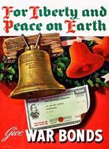 For Liberty And Peace On Earth - Christmas - 1944 - World War II - Propaganda Po - £7.98 GBP+