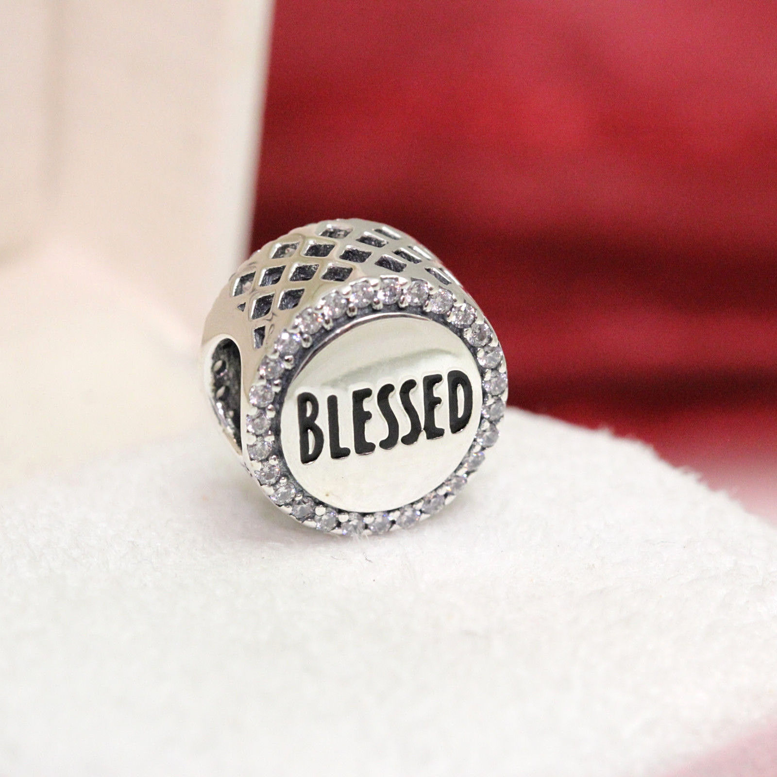 Primary image for  Genuine Pandora Blessed Silver Charm with Clear Cubic Zirconia ENG792016CZ3 NEW