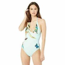Vince Camuto Paradise Teal Butterfly Size 4 New Halter One Piece Swimsuit Garden - £35.57 GBP