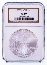 2006 $1 Silver American Eagle Graded by NGC as MS-69 - $68.60