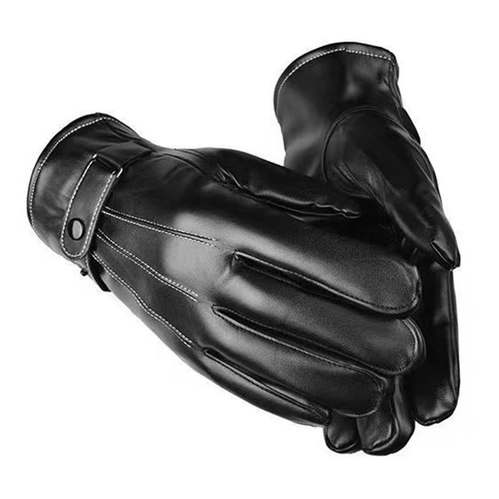 Men Cycling Warm Gloves PU Leather Motorbike Protective Gloves Waterproof - $13.33