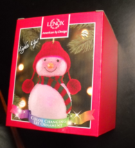 Lenox Wonder Ball Snowman Christmas Ornament Red Knit Hat Lit Ornament Boxed - £15.62 GBP