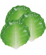 Ebros 12&quot; Wide Green Cabbage Leaf Shaped Serving Plate Dish Platter SET ... - $55.48 CAD