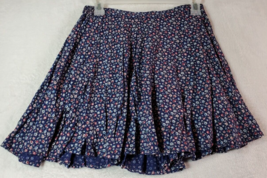 Ralph Lauren Flare Skirt Womens Medium Blue Floral 100% Viscose Elastic Waist - £12.18 GBP