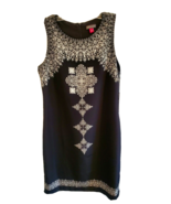 Vince Camuto Womens Sheath Dress Size 4 Black White Mosiac Sleeveless Ro... - £16.54 GBP