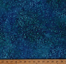 Cotton Batik Swirled Swirls Patterned Blue Green Fabric Print by Yard D186.20 - £10.35 GBP
