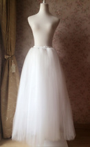 Fluffy White Tulle Maxi Skirt Women Plus Size Tutu Skirt Petticoat for Wedding image 4