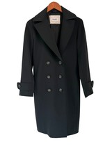 Cinzia Rocca Icons Black Double-Breasted Trench Coat Preppy Size 6 - $118.79
