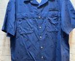 IZOD saltwater blue Men&#39;s XL sharks fishing button front shirt pockets v... - $16.82