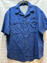 IZOD saltwater blue Men&#39;s XL sharks fishing button front shirt pockets v... - £13.29 GBP