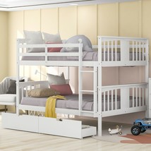 Full over Full Bunk Bed with Drawers and Ladder for Bedroom, Guest Room ... - $496.82