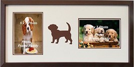 Wall Hanging Dog Themed Double Photo Picture Frame Holds Two 5x7 Photos (Brown) - £30.09 GBP