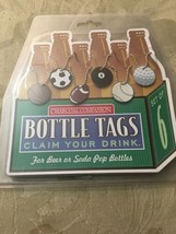 Beer Bottle &amp; Wine Glass Tags Sports Theme Set Of 6 New NIP - £4.56 GBP