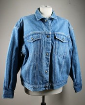 Vtg 90s Calvin Klein L 100% Cotton Blue Jean Denim Snap-Front Jacket SJ2 - £51.47 GBP