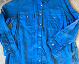 Lauren Ralph Lauren Womens 2X 100% Linen Blue Roll Tab Sleeve  Blouse - £28.21 GBP