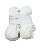 Nike Everyday Plus No Show Socks White 6 Pack Womens 6-10 / Youth 5Y-7Y NEW - $26.99