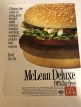 1991 McDonald’s McLean Deluxe Vintage Print Ad Advertisement  PA3 - $7.91