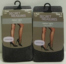 Secret Treasures Fashion Tights 1 Pair Control Top Size 1 Black Lot Of 2 - £11.04 GBP