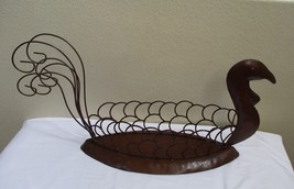 Large Turkey Thanksgiving Centerpiece Beaten Copper Vintage - £116.95 GBP