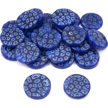Blue Millefiori Flower Coin Glass Beads Disc Approx 25 - $33.70