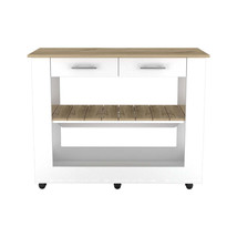 Kitchen Island 46 Inches Dozza, Kitchen, White / Light Oak - $349.99