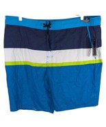 2XB Big Mens Roundtree Yorke Swim Trunks Swimming Pool Blue Striped Shor... - $24.40