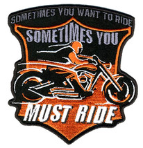 You Must Ride Biker Patch P3750 Iron On Motorcycle New - £4.50 GBP