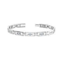3CT Moissanite Redonda Hebilla Enlace Hombres Pulsera 14K Oro Blanco Cha... - $897.60 CAD