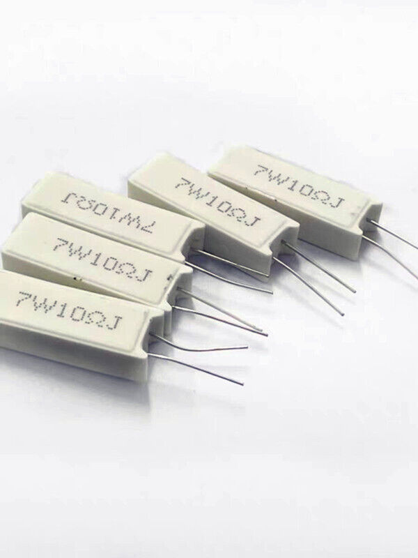5Pcs 7W Vertical Cement Resistor Series Resistance Value: 0.1Ohm-100K Ohm - $4.05