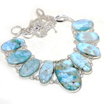 Caribbean Larimar Oval Shape Gemstone Ethnic Gifted Necklace Jewelry 18&quot; SA 2540 - £17.53 GBP