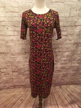 New Lu La Roe Julia Dress Size Xs Golden Yellow Pink Navy Geometric Print - £15.97 GBP