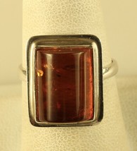 Vintage Sterling Silver Signed 925 Rectangular Concave Cube Baltic Amber... - £59.21 GBP