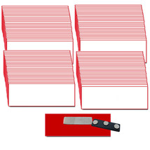 100 Blank 1 1/4 X 3 White Red Name Badge Kit (U) Tags Beveled Magnets Labels - £141.75 GBP