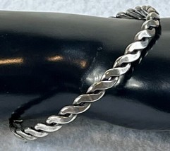Vintage STERLING SILVER 925 Heavy Curb Link BANGLE/ BRACELET 9&quot; 20.9g - $111.01
