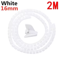 2m Spiral Cable Organizer Sleeve 16mm White Wire Tidy Wrap for PC TV - $370.68 MXN