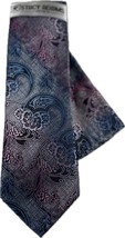 Stacy Adams Men&#39;s Tie Hanky Set Pink Cobalt Blue Floral Pattern 3.25&quot; Wide - £17.68 GBP