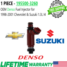 OEM Denso x1 Fuel Injector for 1998-2001 Chevrolet &amp; Suzuki 1.3L I4 #195500-3260 - £30.06 GBP