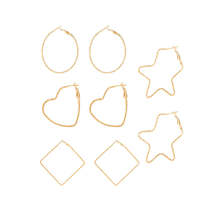 18K Gold-Plated Geometric Hoop Earrings - Set Of Four Pairs - £11.98 GBP