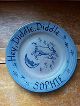 Vintage Rowe Pottery Works Salt-Glazed Blue Hey, Diddle, Diddle Cow Jumping Over - £11.71 GBP