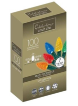 Celebrations Gold LED C6 Christmas String Lights 100-ct 33&#39; ft Multi-Color - $17.82