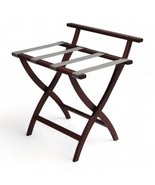 Solid Wood High Back Folding Luggage Rack with Grey Straps in Dark Brown... - €146,27 EUR