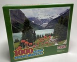 Hoyle puzzle Mountains Lake Evergreens and Poppies New Sealed  1000 pc p... - $14.17