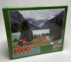 Hoyle puzzle Mountains Lake Evergreens and Poppies New Sealed  1000 pc p... - £11.11 GBP