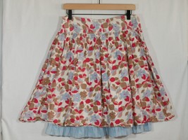 American Eagle White Red Floral Skirt Layered Lined Size 4 Center Tie - £7.81 GBP