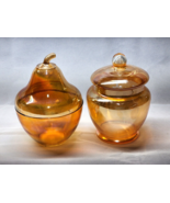 Vintage 40s Jeannette CARNIVAL GLASS MARIGOLD Covered Dishes - READ DESC... - $21.58